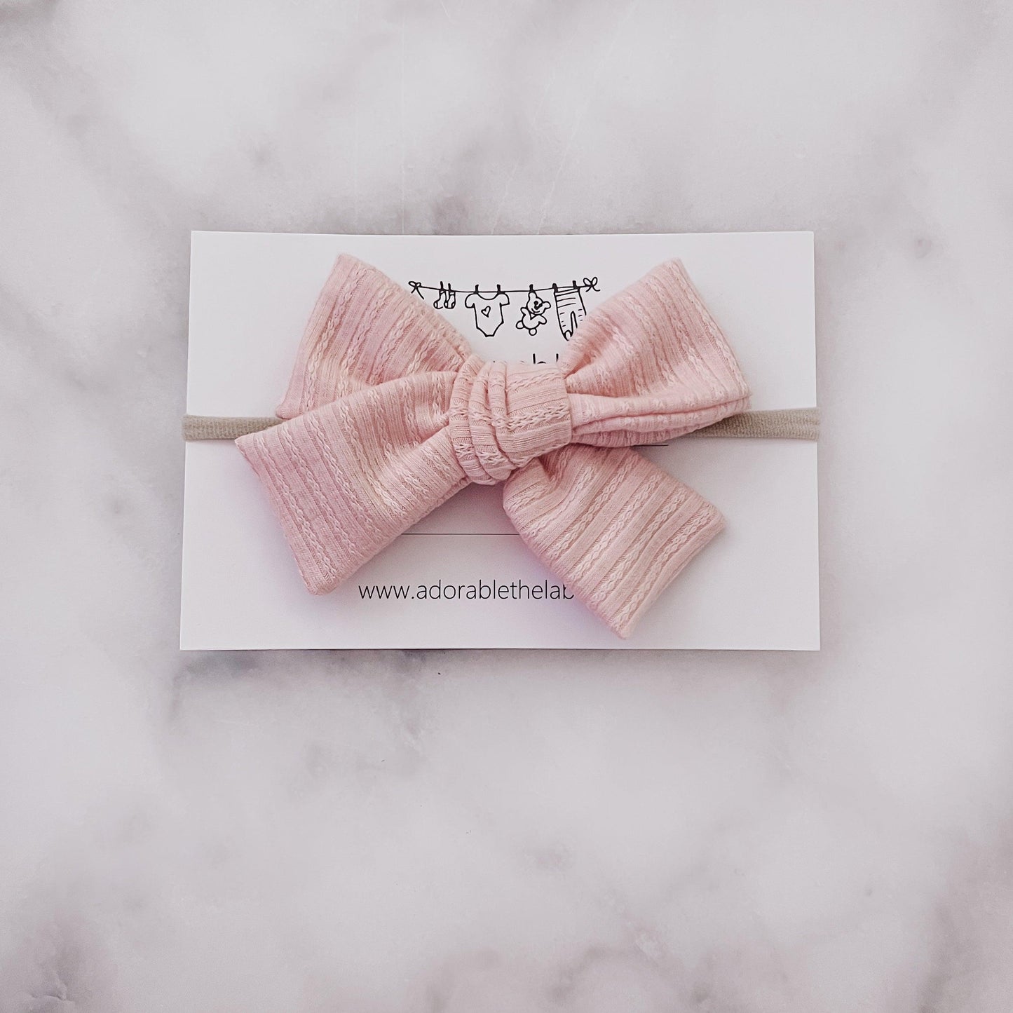 LARGE BOW - POINTELLE ROSA - adorablethelabel