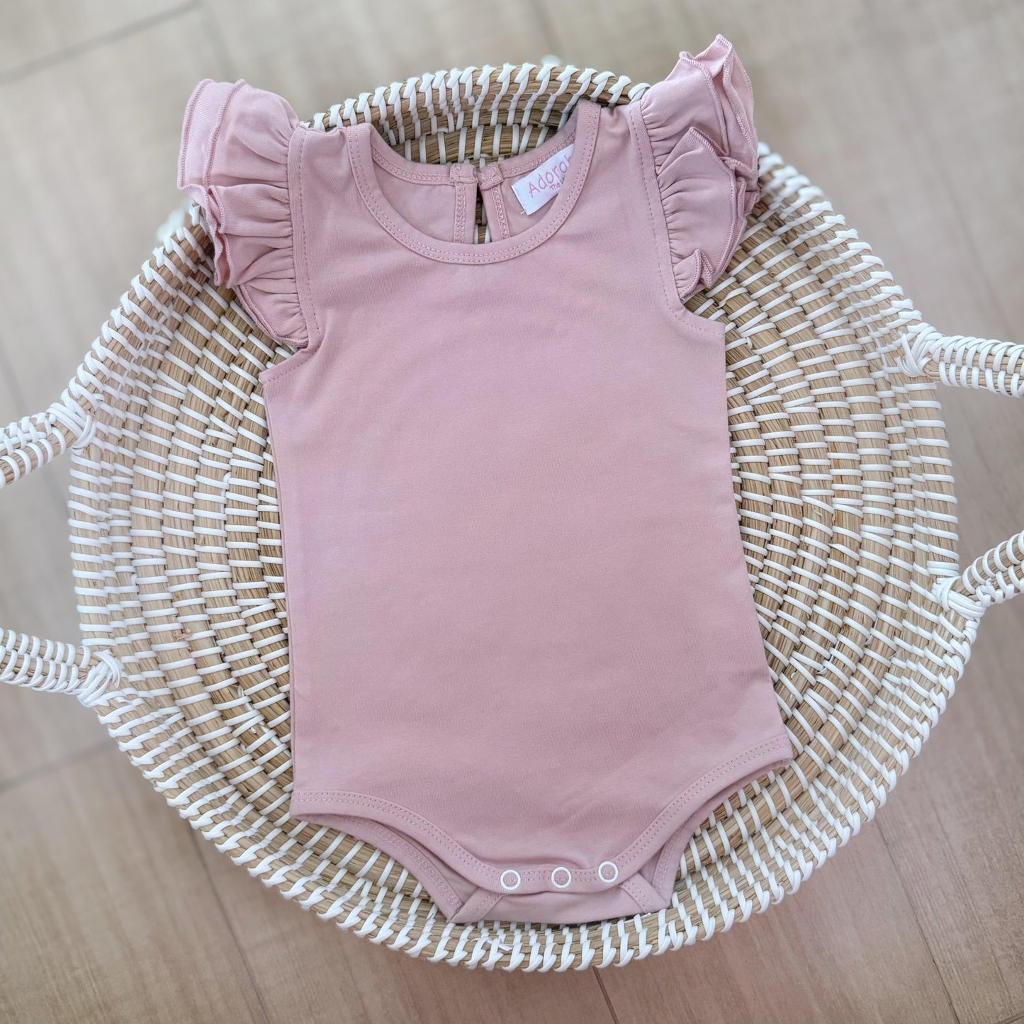 ADORABLE ESSENTIALS FLUTTER KEYHOLE BODYSUIT - ROSE - adorablethelabel