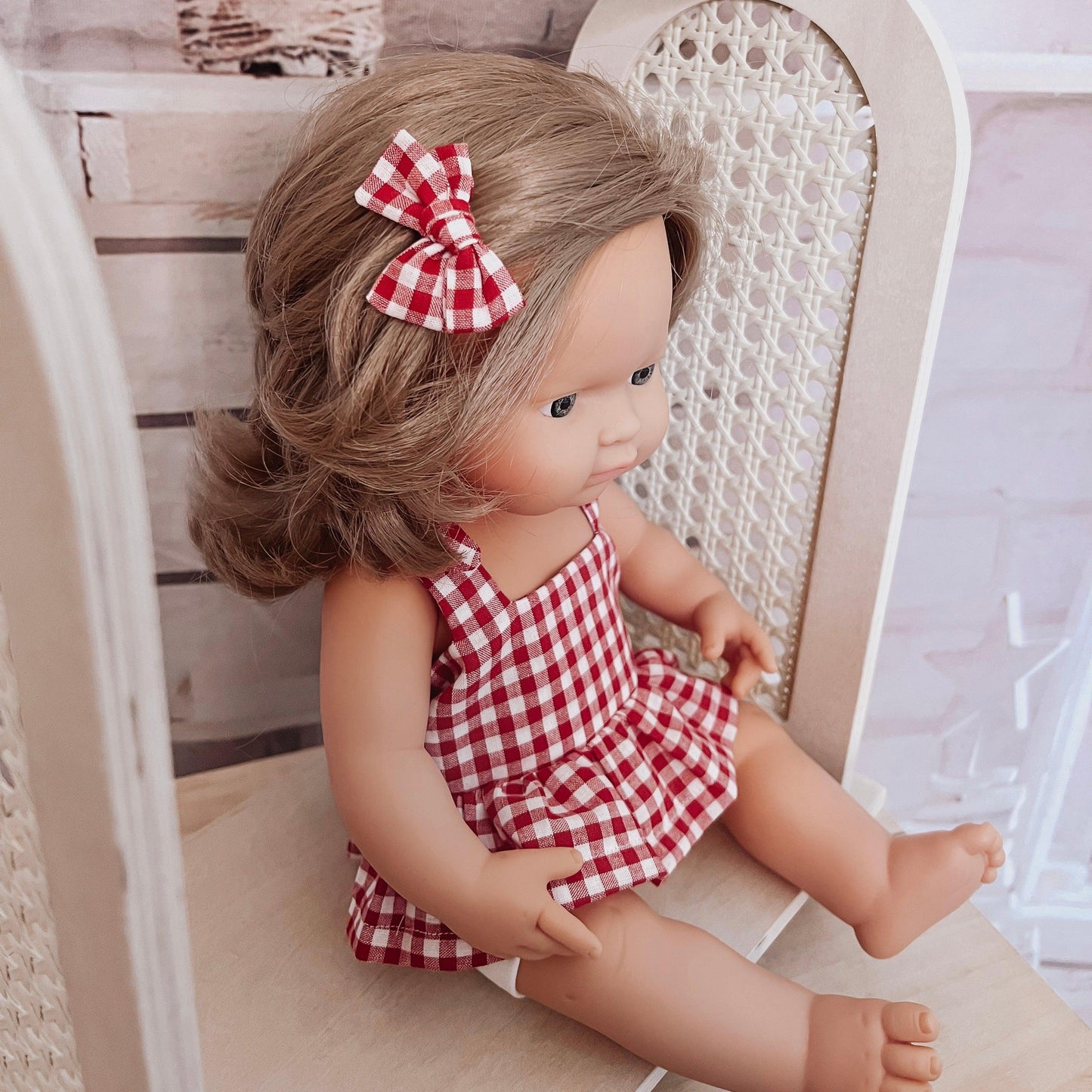 DOLLY BOW CLIP - RED GINGHAM - adorablethelabel
