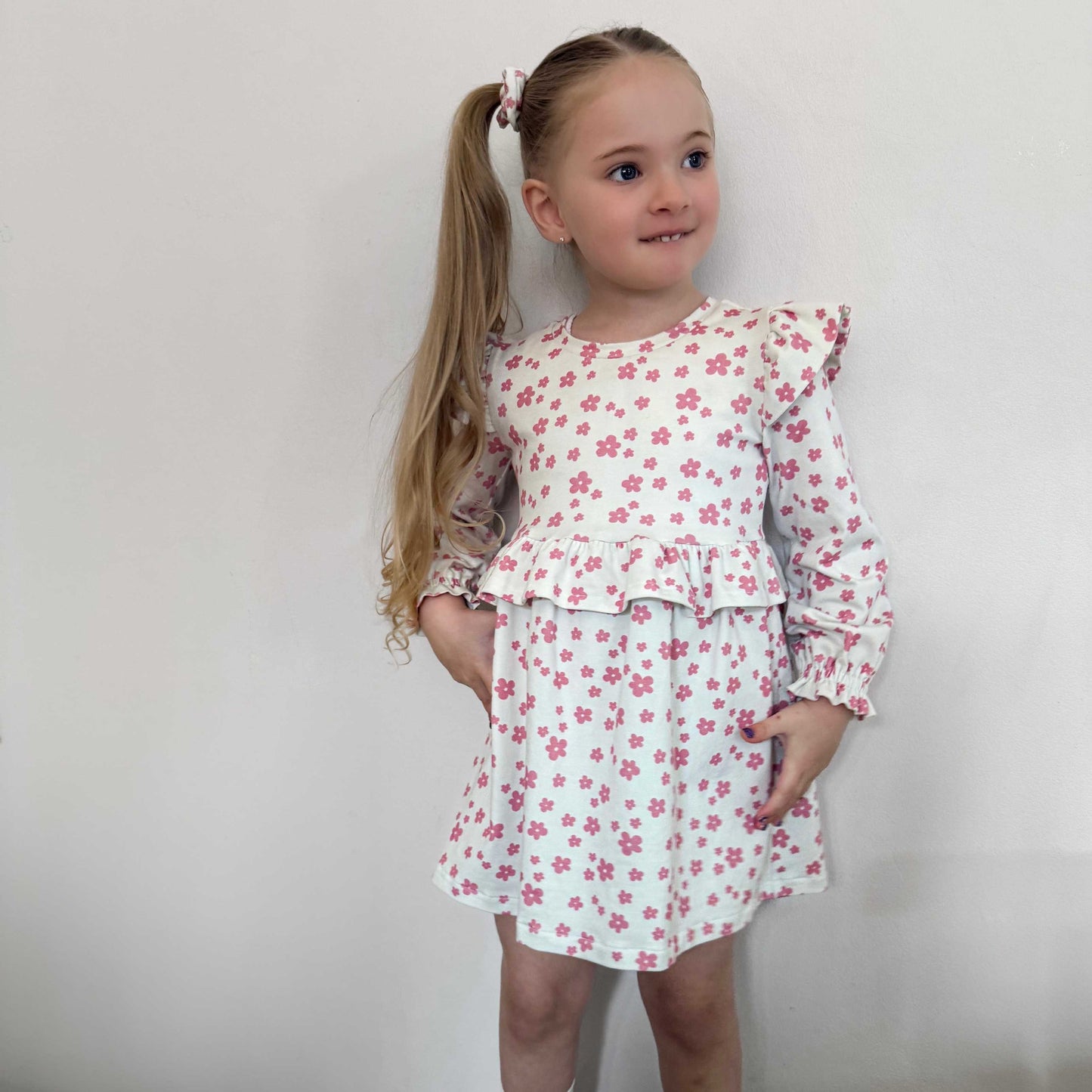 DAISY DREAMS FLUTTER LONG SLEEVE DRESS