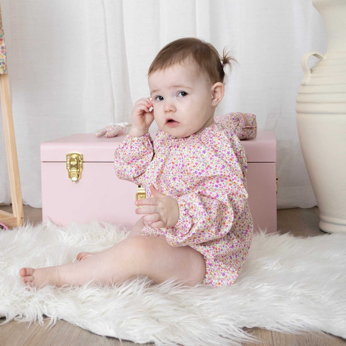 LONG SLEEVE PUFF ROMPER - ENCHANTED GARDEN