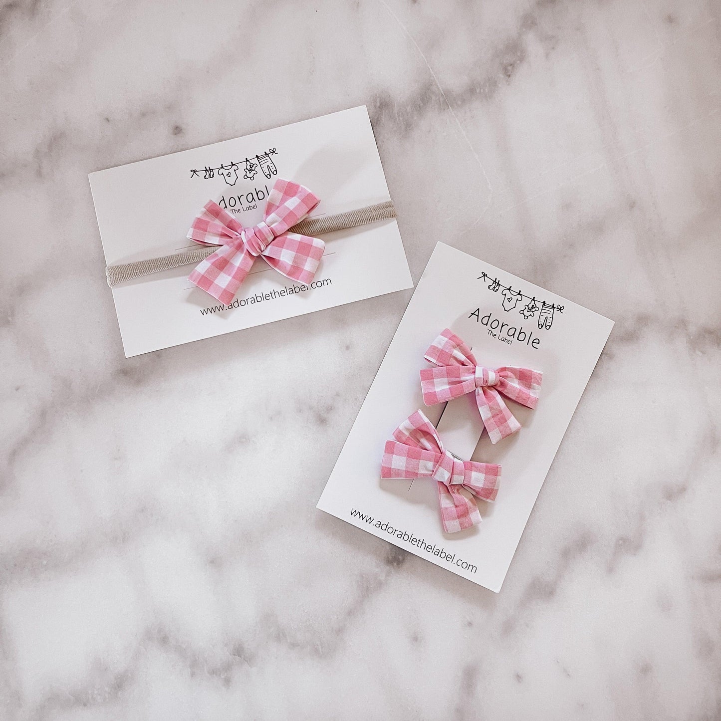 MINI BOWS - PINK GINGHAM - adorablethelabel