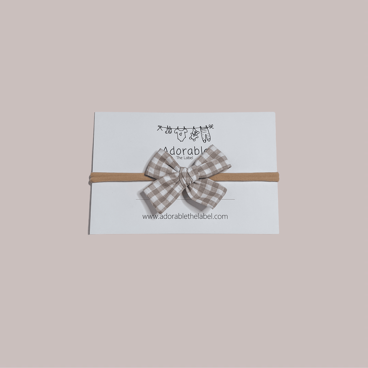 LIMITED EDITION MINI BOWS - NEUTRAL GINGHAM - adorablethelabel