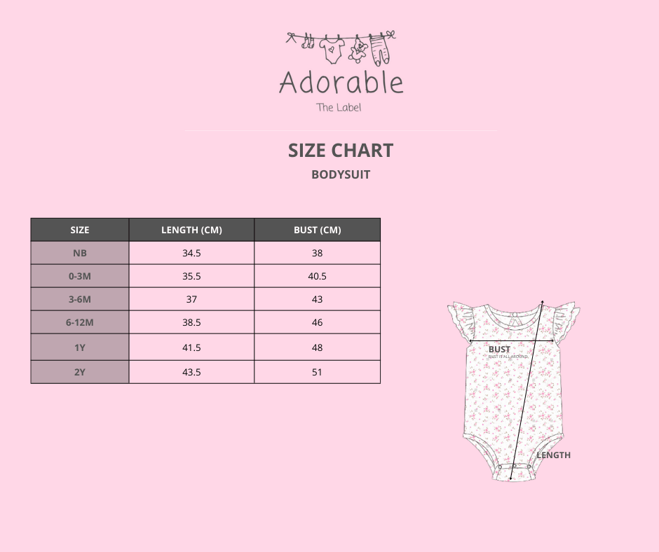 ADORABLE ESSENTIALS FLUTTER KEYHOLE BODYSUIT - ADORABLE BOUQUET - adorablethelabel