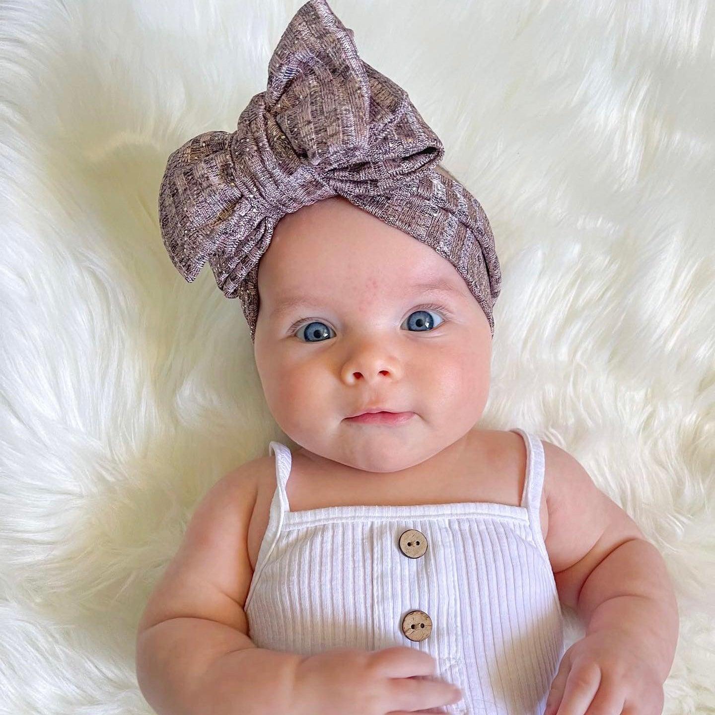 LUXE OVERSIZED TOPKNOT - LIMITED EDITION DUSTY MAUVE GLITZ - adorablethelabel