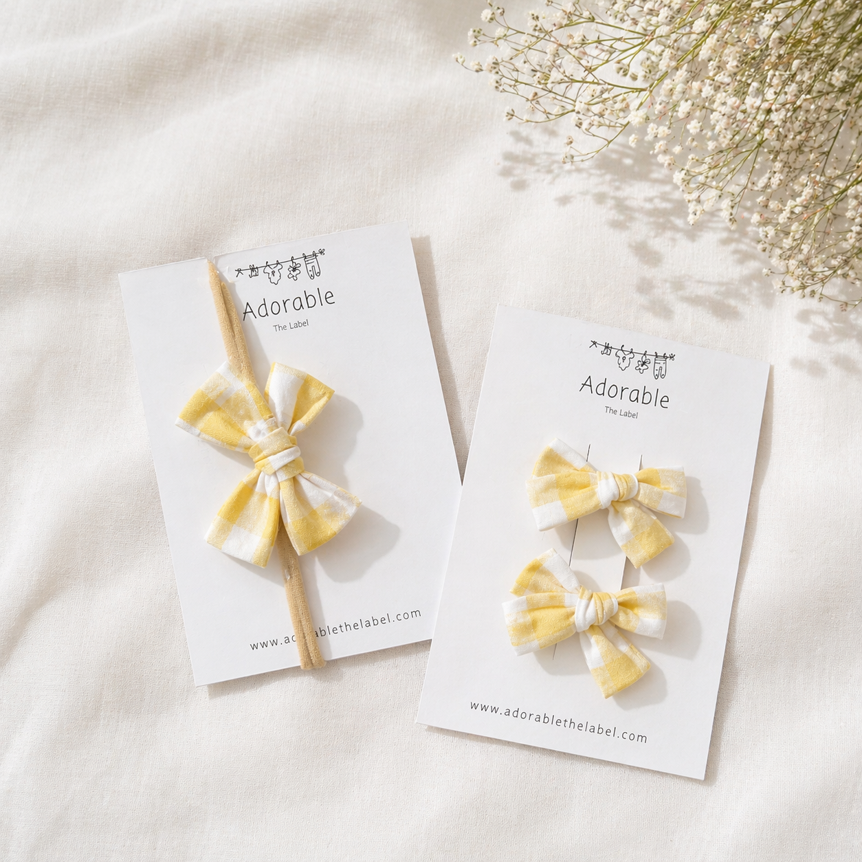 MINI BOWS - YELLOW GINGHAM