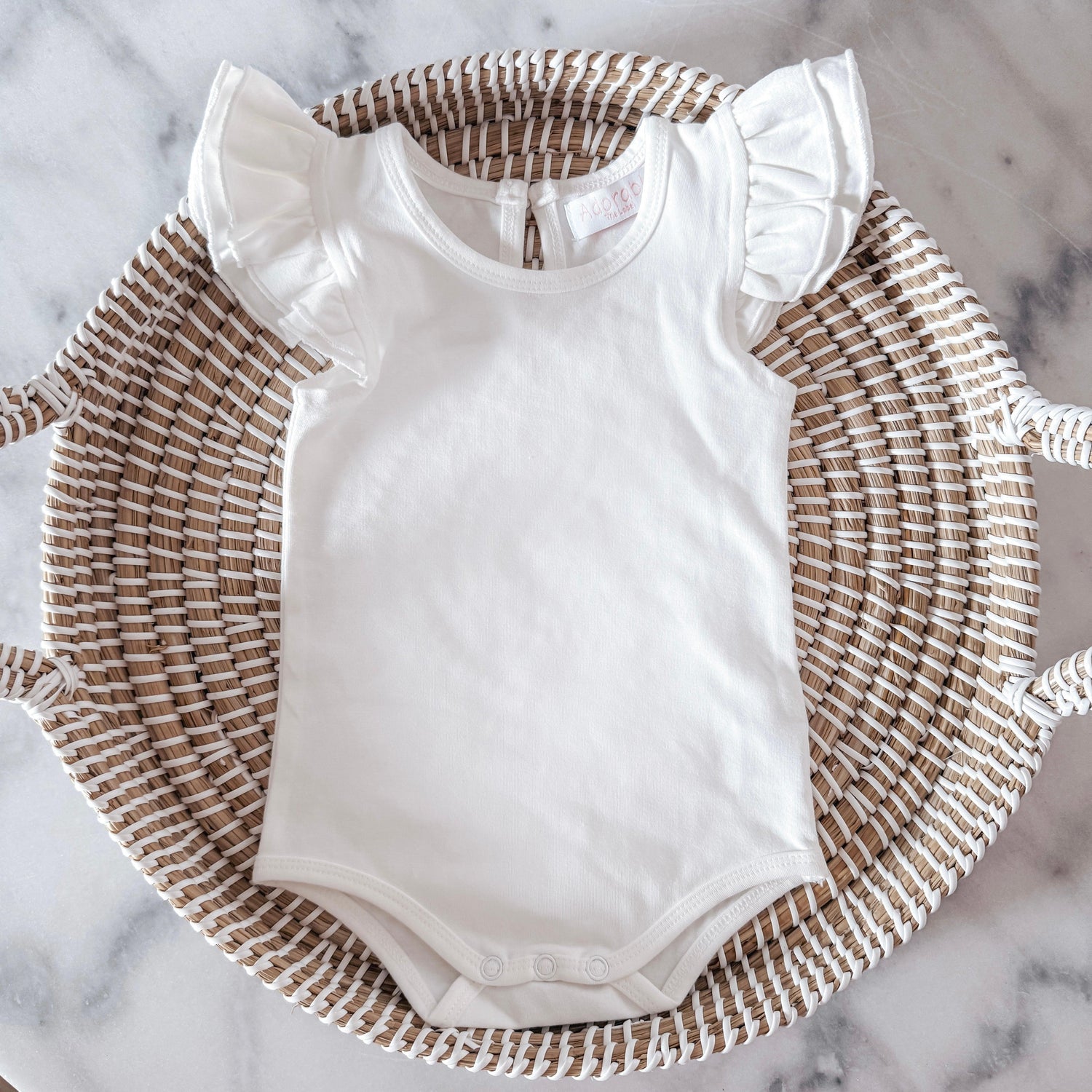 ADORABLE ESSENTIALS FLUTTER KEYHOLE BODYSUIT - MILK - adorablethelabel