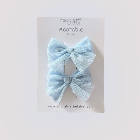MINI BOWS - BABY BLUE TULLE
