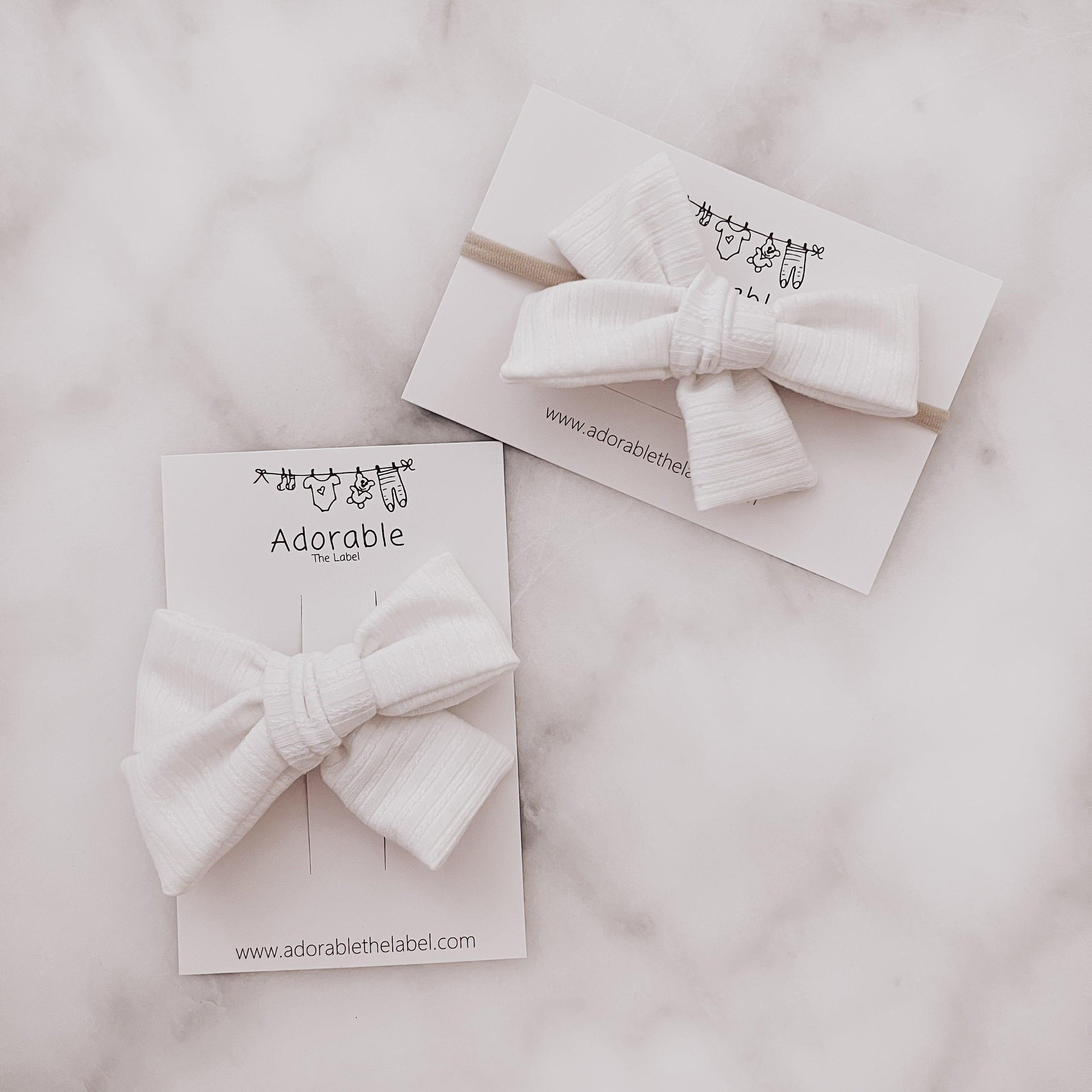 LARGE BOW - POINTELLE MILK WHITE - adorablethelabel