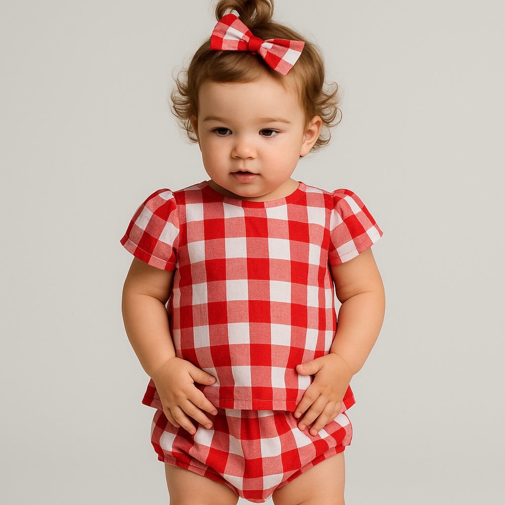 PUFF SLEEVE TOP - MERRY GINGHAM