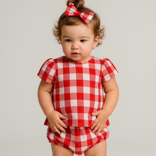 PUFF SLEEVE TOP - MERRY GINGHAM