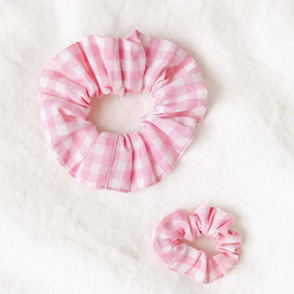 LIMITED EDITION SCRUNCHIES - PINK GINGHAM