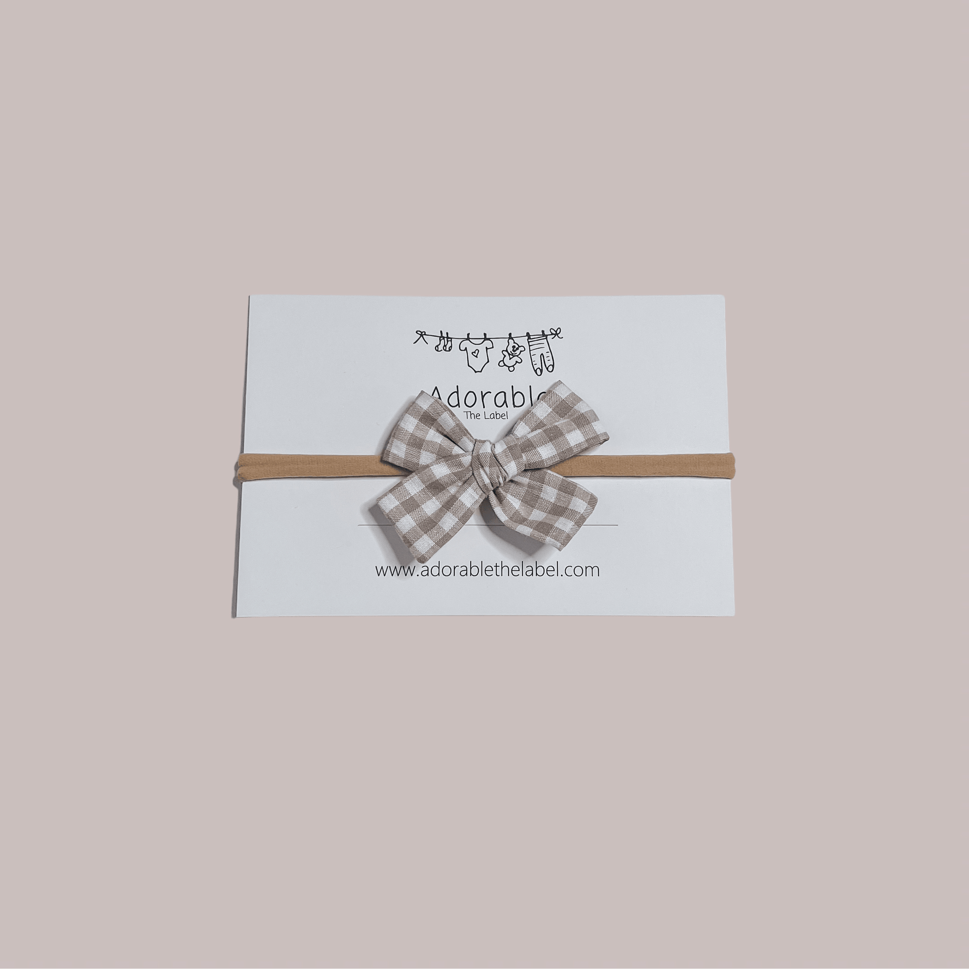 LIMITED EDITION MINI BOWS - NEUTRAL GINGHAM - adorablethelabel
