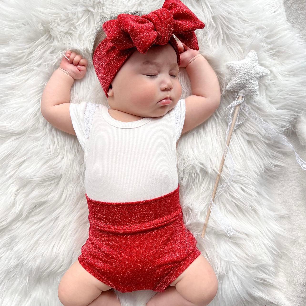 OVERSIZED TOPKNOT - RED GLITZ - adorablethelabel