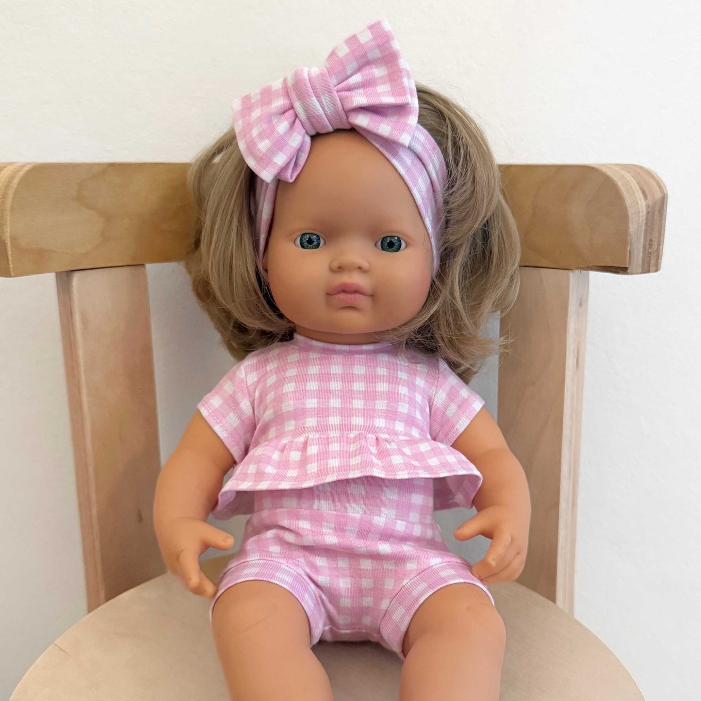 PINK GINGHAM - DOLLY SHORT SLEEVE PEPLUM TOP