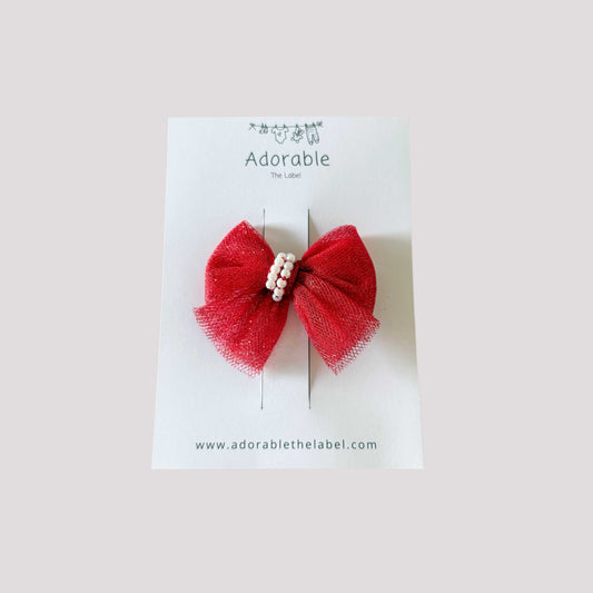 MINI BOW - RED TWINKLE PEARL