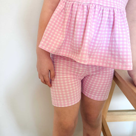 PINK GINGHAM - BIKE SHORTS
