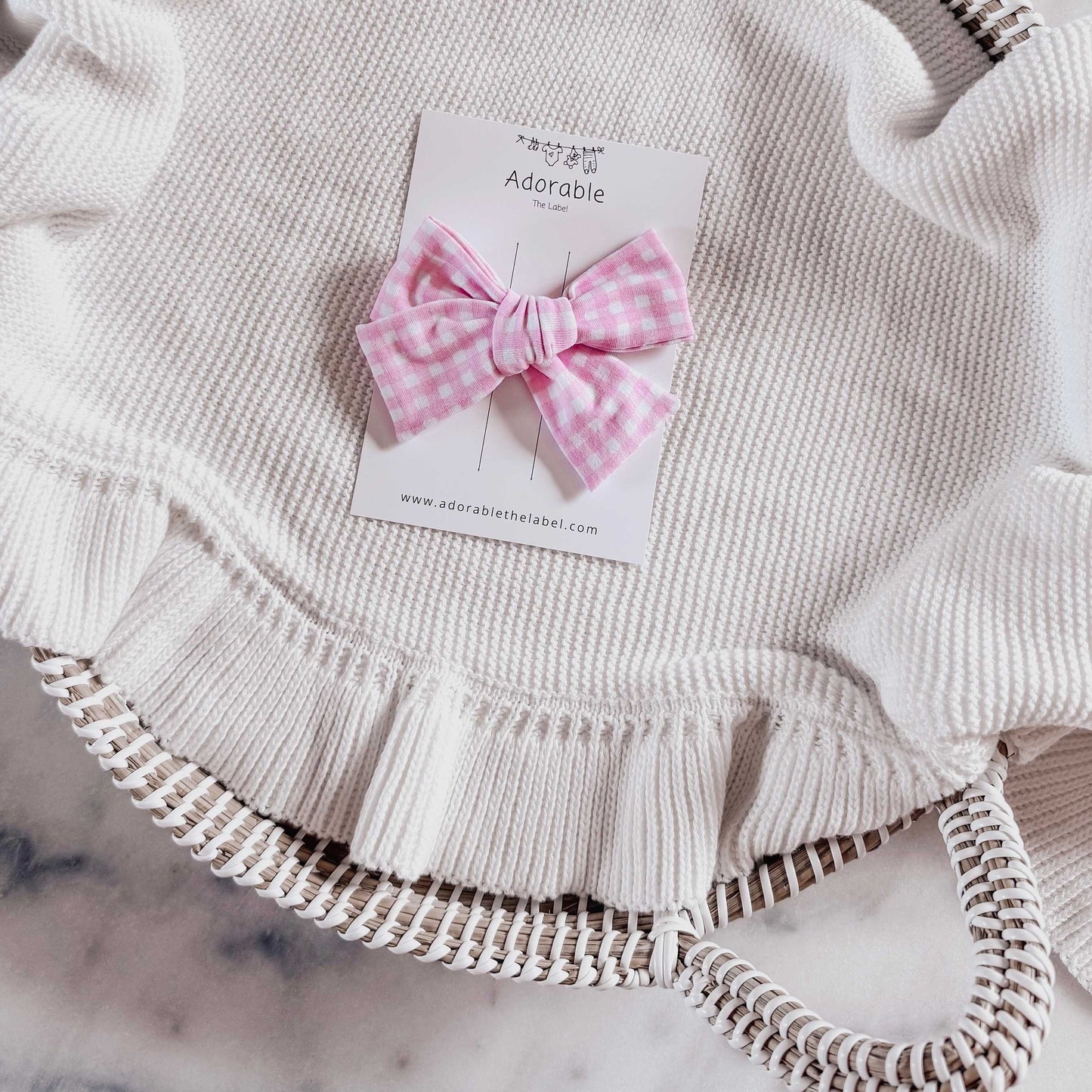 PINK GINGHAM - LARGE BOW