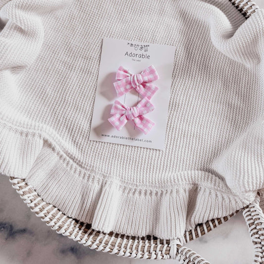PINK GINGHAM - MINI BOWS