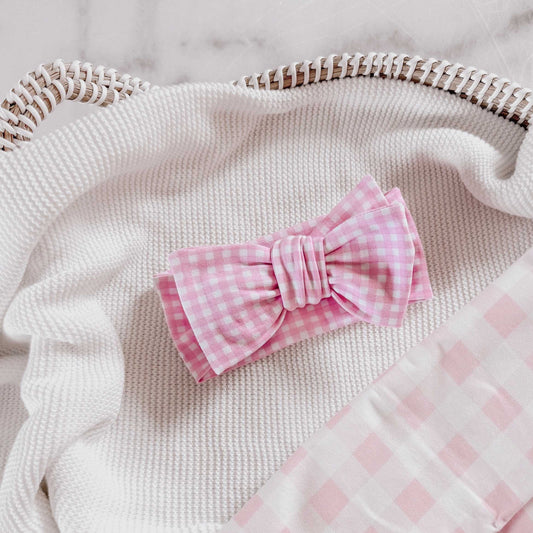 PINK GINGHAM - OVERSIZED TOPKNOT
